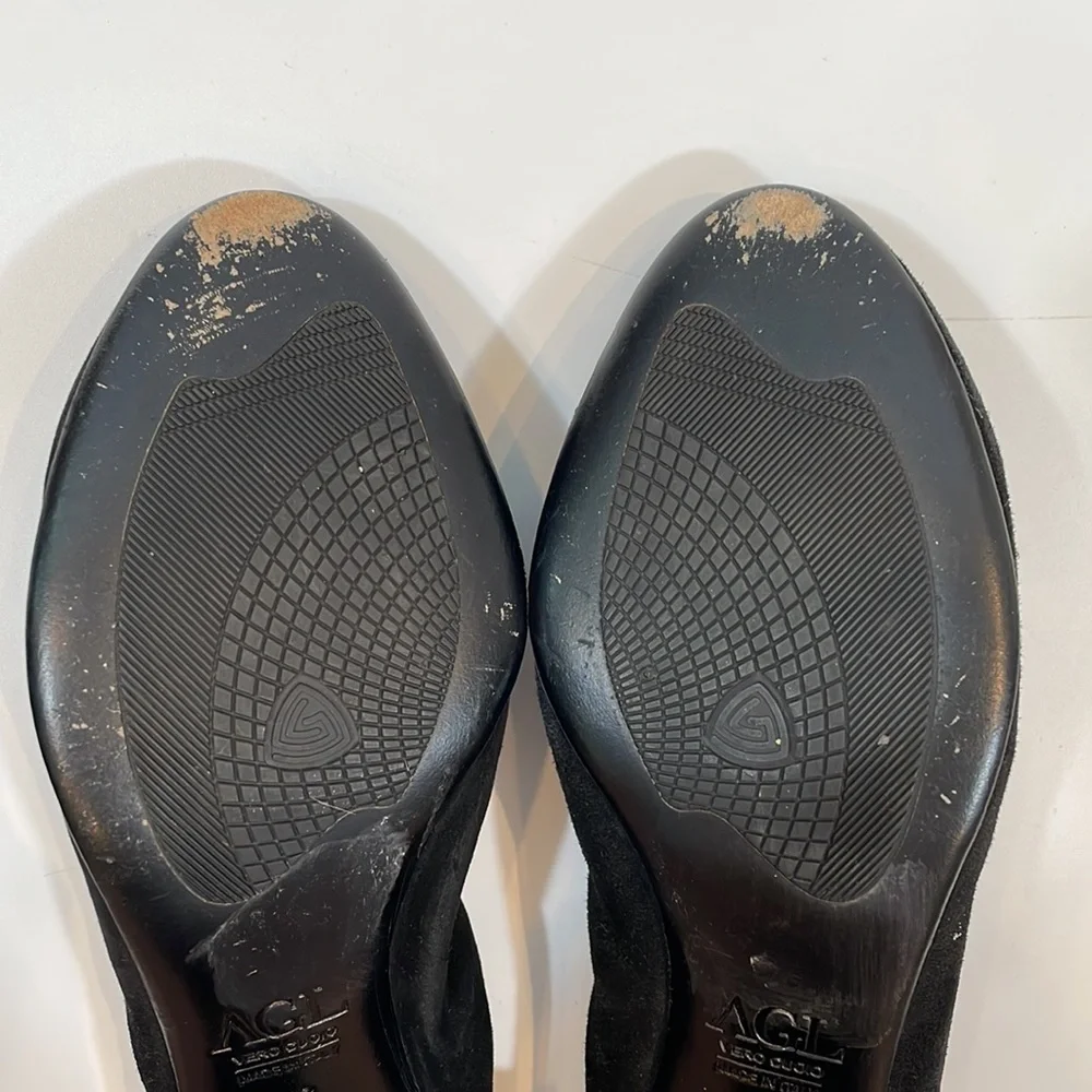 AGL Attilio Giusti Leombruni Shoes 38 Made In Italy Black Leather Dress Pump